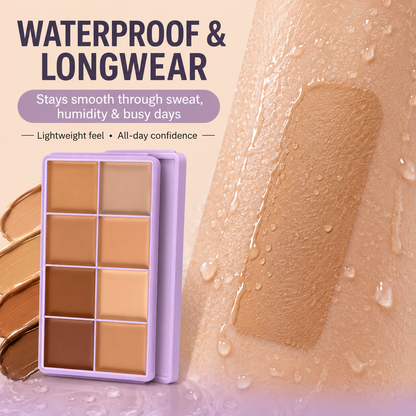 8-Color Cream Concealer Palette – smooth, buildable coverage for every skin tone, from fair to deep.