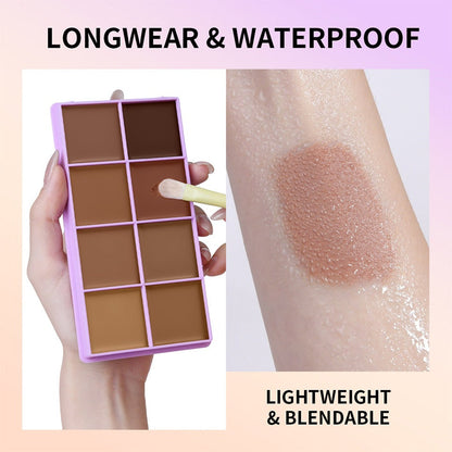 8-Color Cream Concealer Palette – smooth, buildable coverage for every skin tone, from fair to deep.