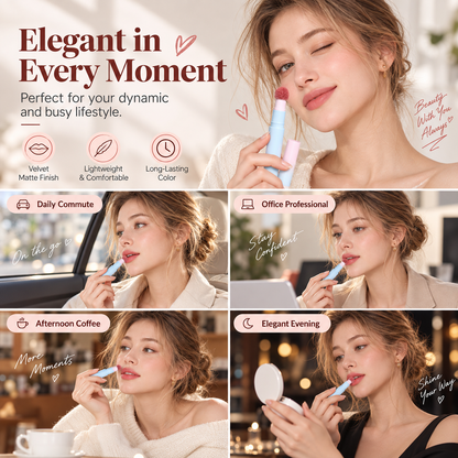 Soft Matte Finish Lipstick with Puff Applicator